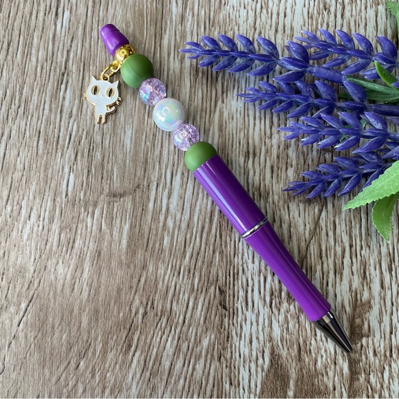 Writing Pen Cat Snoopy Dog Mike Artisan Beaded Gift Custom Handcrafted Office - Picture 3 of 8
